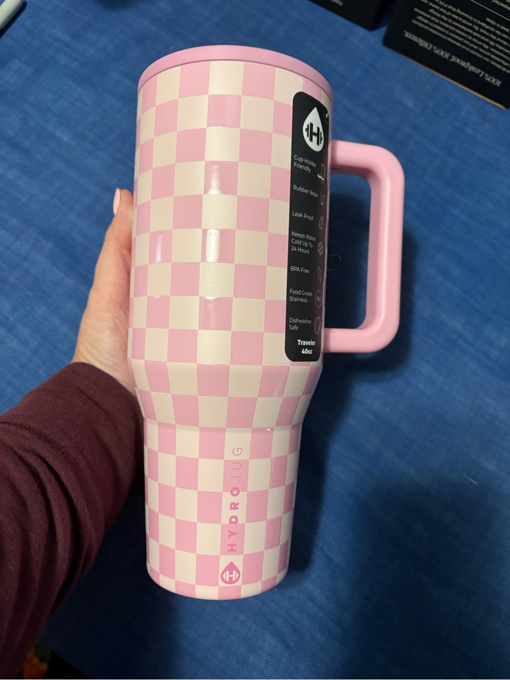 BRAND NEW!! HydroJug Pink Checkers 40oz Traveler